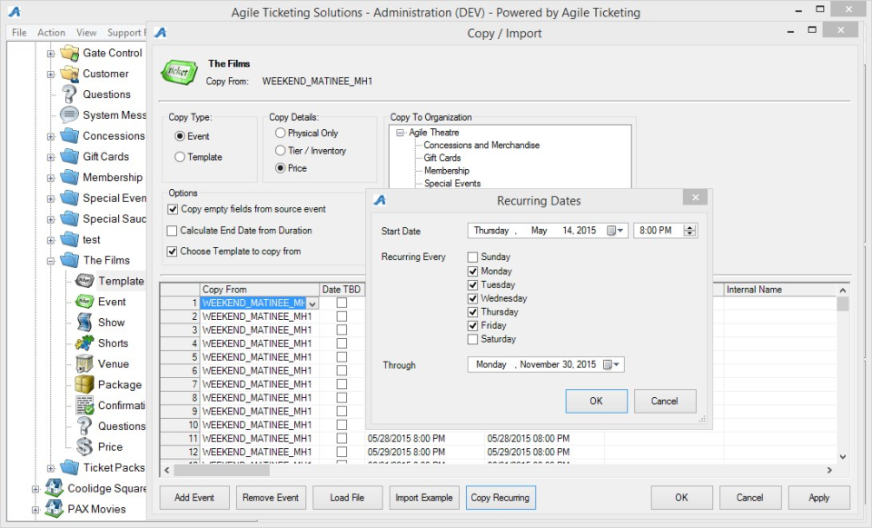 screenshot of Agile Ticketing